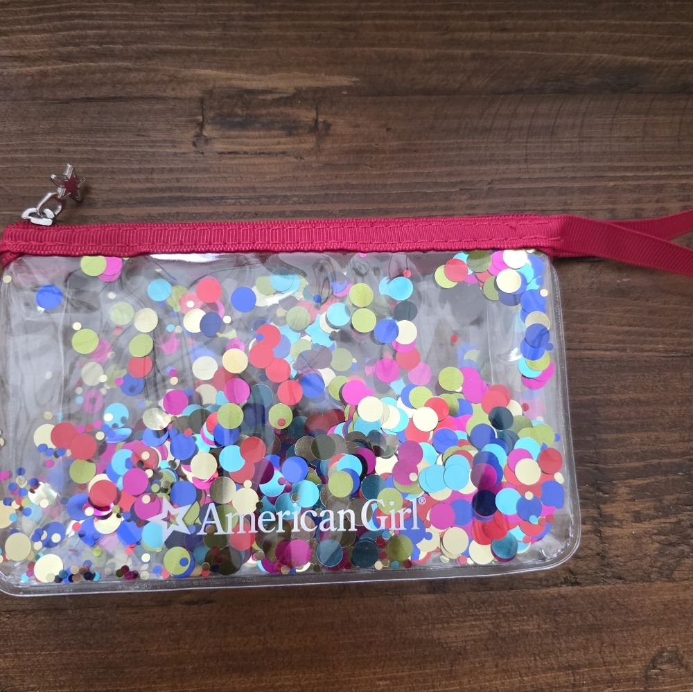 American Girl Sparkling Sequins Confetti Wristlet New Zippered